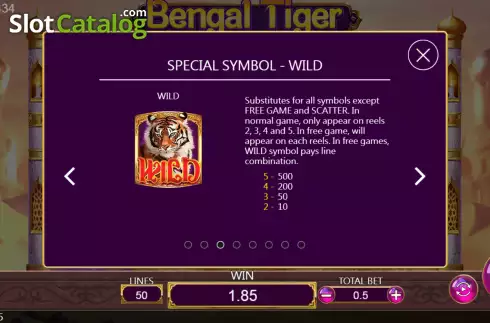 Wild screen. Bengal Tiger slot
