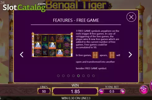 Free Games screen 2. Bengal Tiger slot