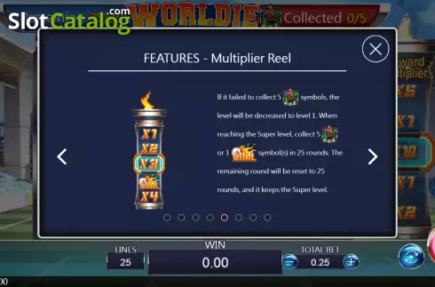 Multiplier Reel screen. Worldie slot