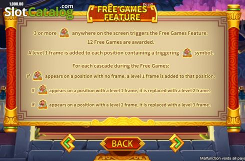 Free Games feature screen. Cai Shen Dao PLUS slot