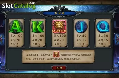 Paytable 3. Legend of the King slot