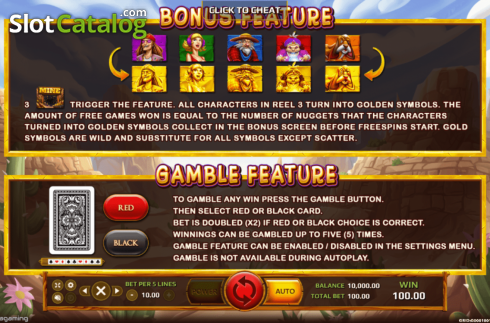 Features. Nugget Hunters slot