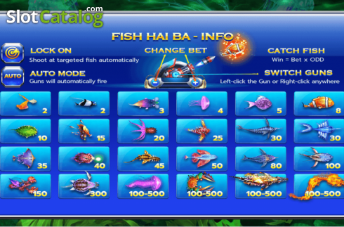Paytable. Fish Hunter Haiba Jackpot slot