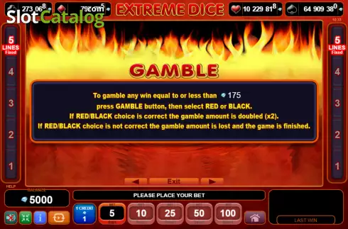 Risk (Double) game screen. Extreme Dice slot