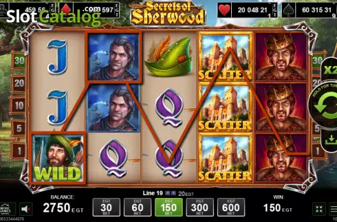 Win screen. Secrets of Sherwood slot