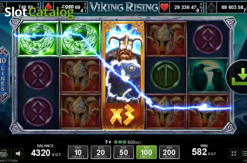 Win screen. Viking Rising slot