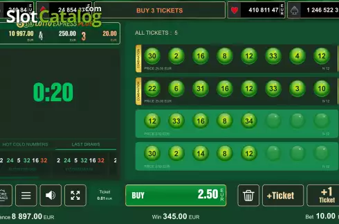 Tikets Combinations. Lotto Express 5/35 Plus slot