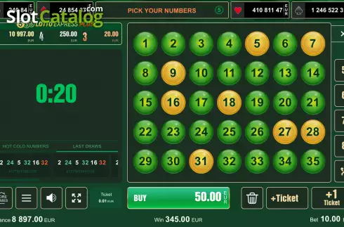 Selected Numbers. Lotto Express 5/35 Plus slot