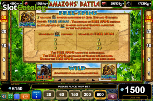 Écran7. 50 Amazons' Battle Machine à sous