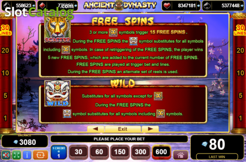 Features. Ancient Dynasty slot