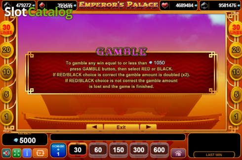 Paytable 3. Emperor's Palace slot