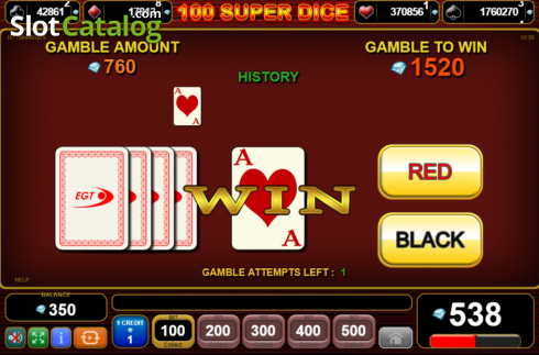 Gamble. 100 Super Dice slot