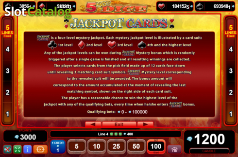Features 2. 5 Hot Dice slot