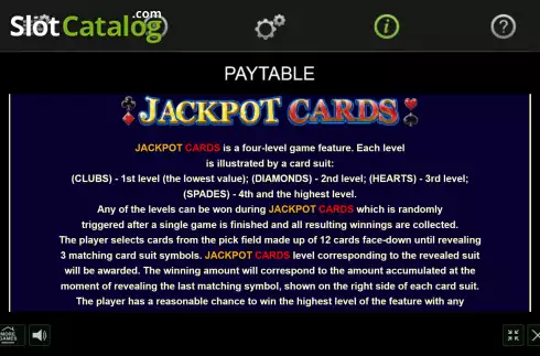 Jackpot cards screen. Power Hot Megawins slot