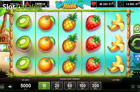 Game screen. Cocktail Rush slot