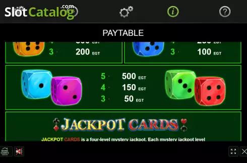Paytable screen 2. Bulky Dice slot