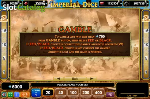 Paytable 3. Imperial Dice slot