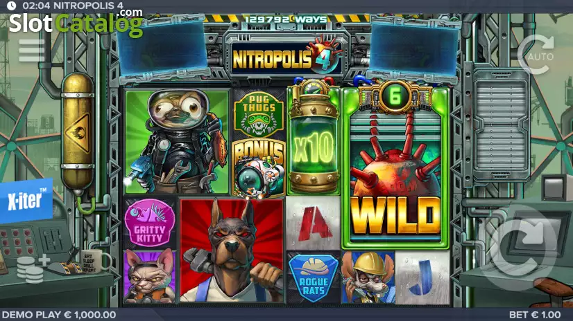 Startskärmen för Nitropolis 4 slot