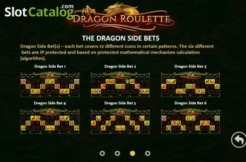 Side bets screen. Dragon Roulette slot
