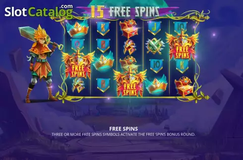 Free Spins screen. Sword King slot