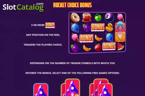 Rocket choice bonus screen. Malina slot