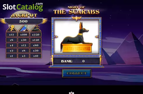 Game screen. Night Of The Scarabs slot
