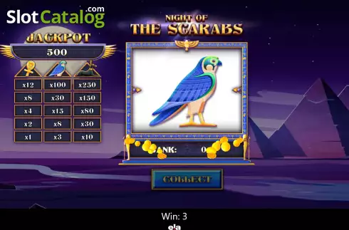 Win screen 2. Night Of The Scarabs slot