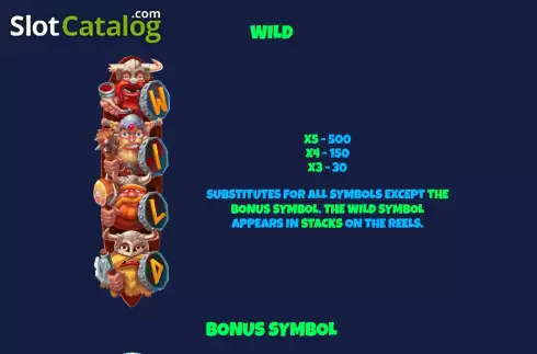 PayTable screen. Vikings Wild slot