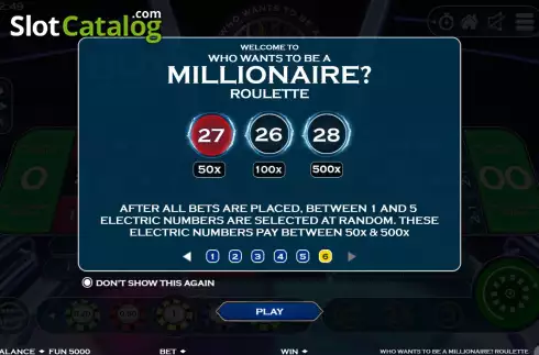 Start Screen 6. Who Wants To Be A Millionaire Roulette (Electric Elephant) slot