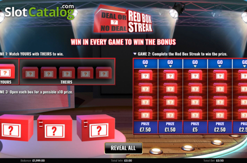 Bildschirm2. Deal or No Deal Red Box Streak slot
