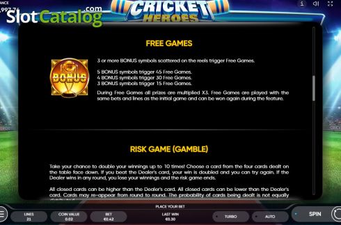 Game Rules 3. Cricket Heroes slot