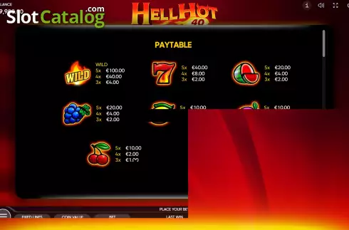 Symbols. Hell Hot 40 slot