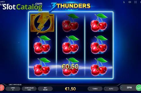 Win screen 2. 3 Thunders slot