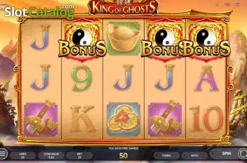 Win screen. King of Ghosts slot