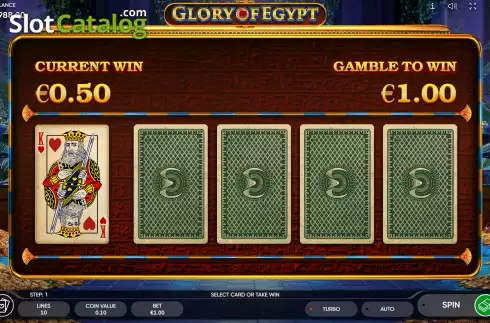 Double Up Risk Game Screen. Glory of Egypt slot