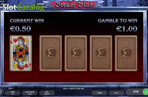 Double Up Risk Game Screen. Book of Vlad slot