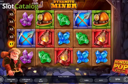 Game Screen. Dynamite Miner slot