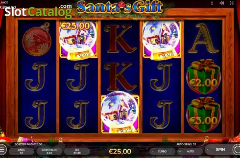 Free Spins Win Screen. Santa’s Gift (Endorphina) slot