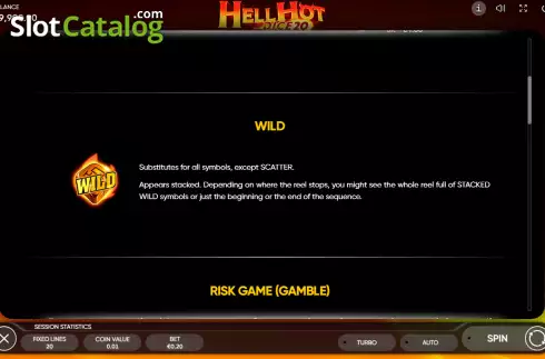Wild screen. Hell Hot 20 Dice slot