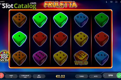 Win screen 2. Fruletta Dice slot