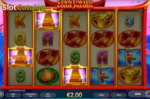 Free Spins Win Screen. Giant Wild Goose Pagoda slot