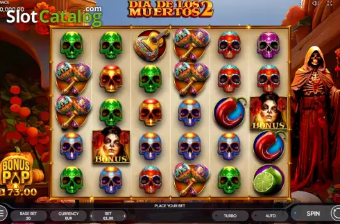 Game screen. Dia de Los Muertos 2 slot