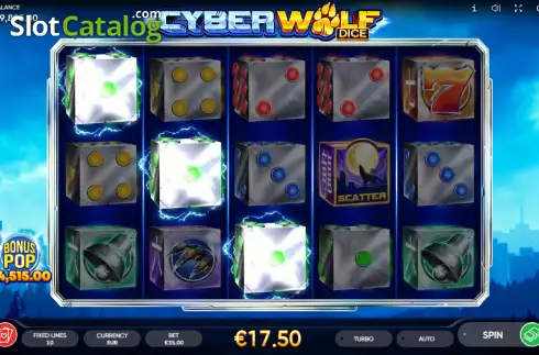 Win screen. Cyber Wolf Dice slot