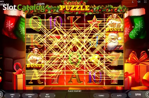 Game screen. Santa’s Puzzle slot