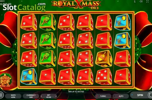 Game screen. Royal Xmass Dice slot
