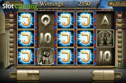 Expanded symbol in free spin mode. Temple Cats slot