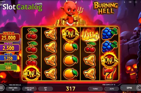 Pantalla3. Burning Hell Tragamonedas 