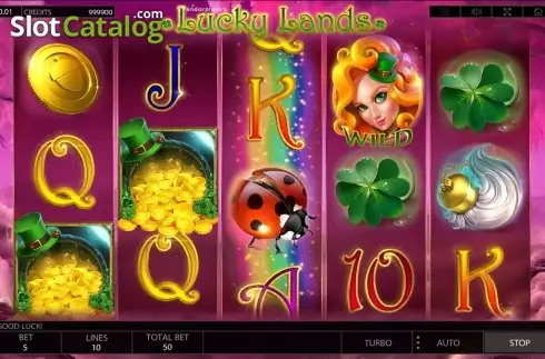 Free Spins Game Workflow screen. Lucky Lands slot