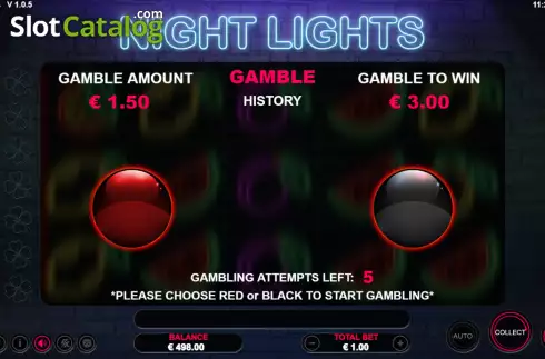 Risk Game screen. Night Lights slot