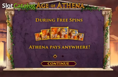 Start Game screen. Age of Athena slot